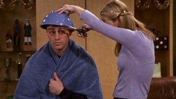 Joey and Phoebe from Friends doing at home hair cuts